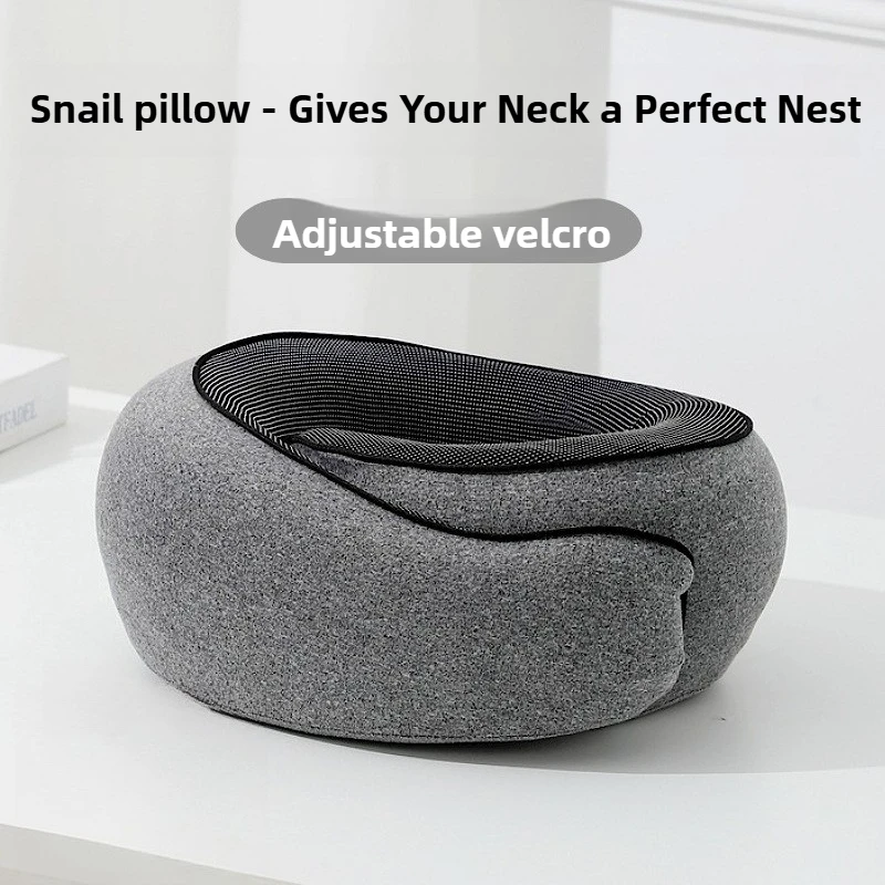 

Portable Adjustable Travel Neck Pillow Memory Foam U-shaped Pillow Snail Style for Travel & Office with Storage Bag