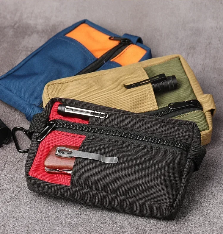 EDC Pocket Organizer for Men Small EDC Pocket Utility Pouch Flashlight Molle Knife Zipper Waist Bag Pouch for Outdoor Activities