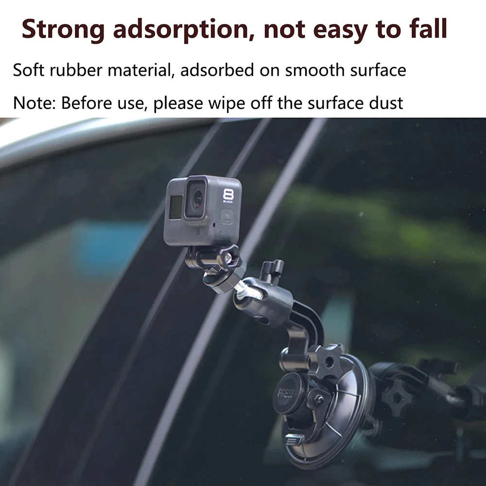 Heavy Duty Camera Car Windshield Suction Cup Mount with 1/4-20 Adapter for GoPro Hero Series and All Action Cameras