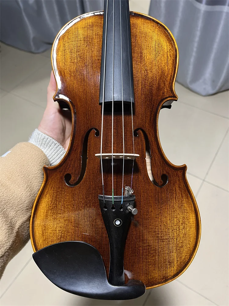 ACTUAL PHOTO Beautiful Flamed Solid One-Piece Back Hand Crafted Cкрипка 4/4 كمان  Fiddle Free Violin Case Bow violin accessories