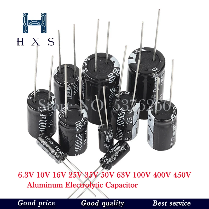 Aluminum Electrolytic Capacitor 6.3V 10V 16V 25V 35V 50V 63V 100V 400V 450V 47UF 100UF 220UF 330UF 470UF 680UF 1000UF 1500UF