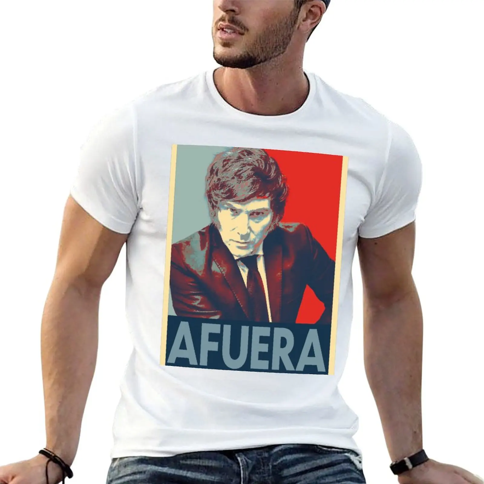 Camiseta Milei - Afuera Duotone, camiseta de anime, camisetas para hombre, camisetas de algodón ajustadas, camiseta 100% para hombre