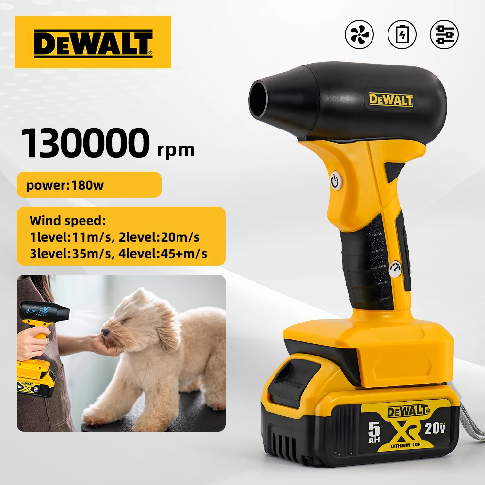 Dewalt 20V Battery 130000RPM Mini Turbo Jet Fan Electric Air Duster Adjustable wind speed Turbo Violent Blower Light CarCleaning