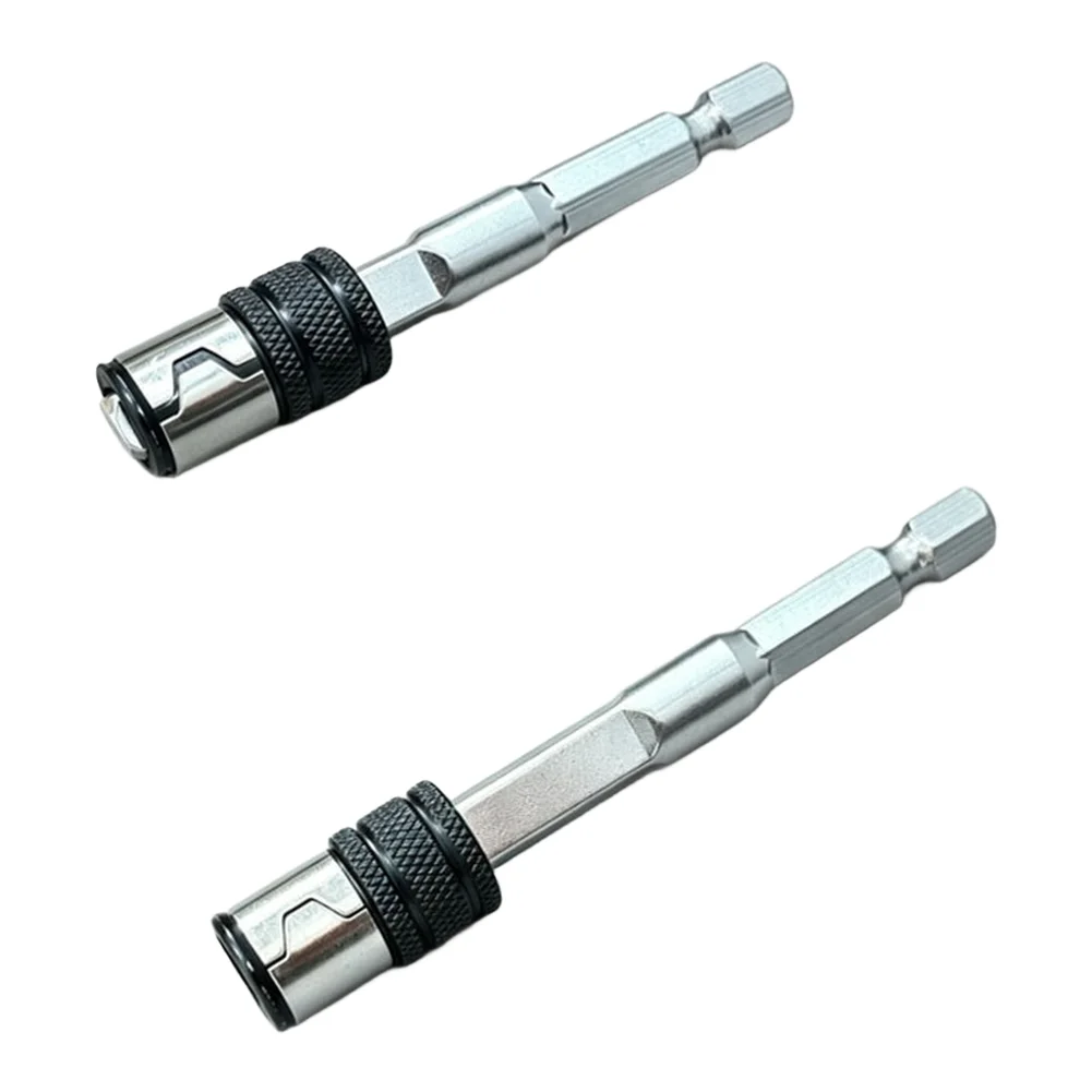 Compact Dual Use Bit Extension Rod Made from 45 Steel with Quick Lock System for 6.35mm Hex Bits in Confined Work Environments