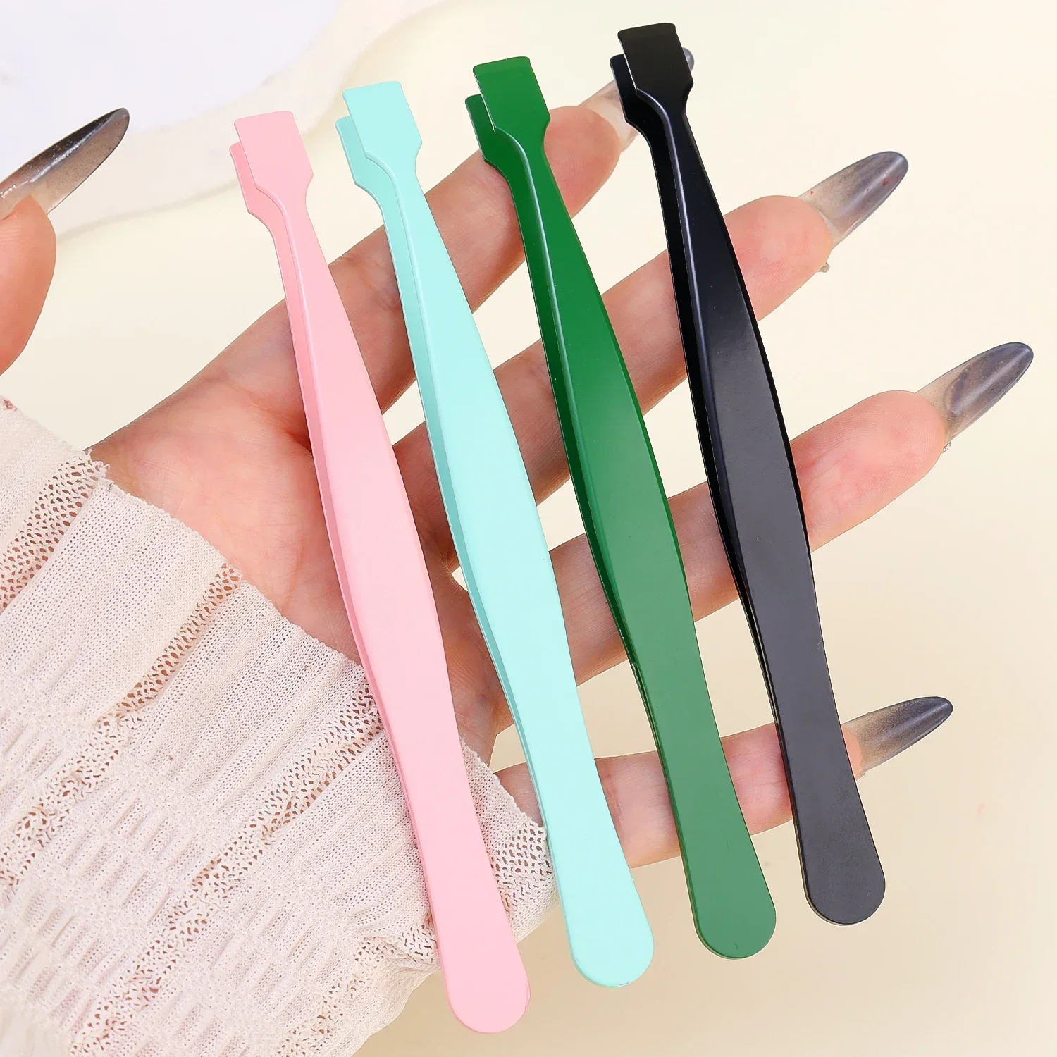 Professional Lash Tweezers for Eyelash Extensions High Precision Tweezers Cluster Lashes Clip Makeup Lower Lash Applicator Tools