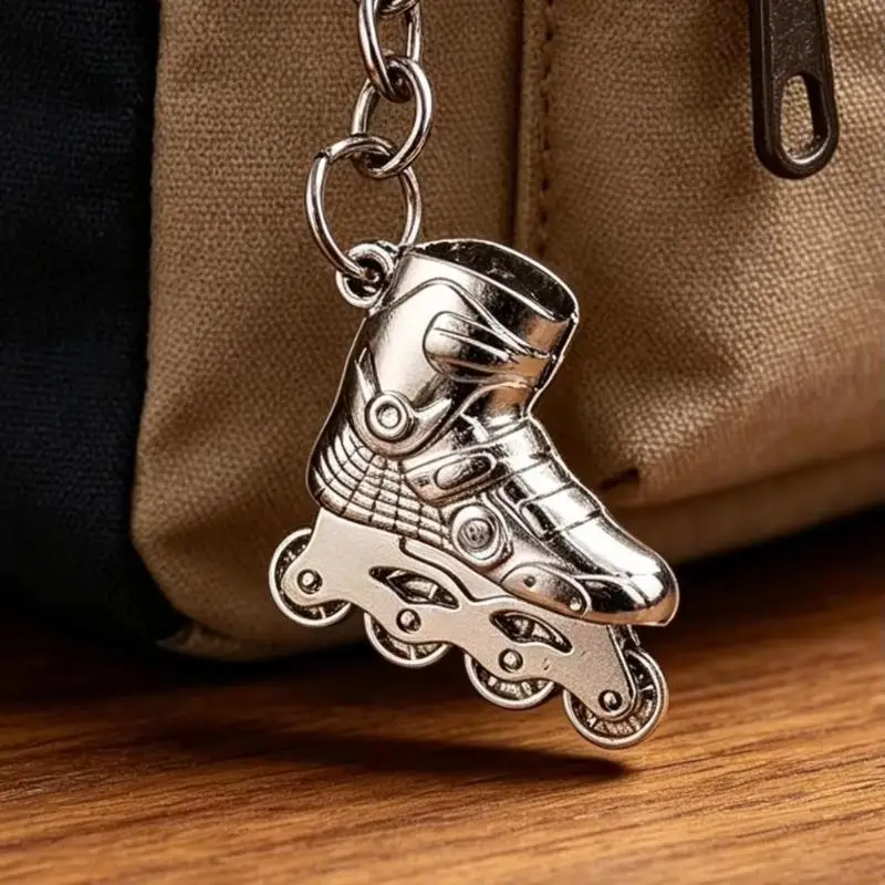 1Pcs 3D Simulated Roller Skate Shape Key Ring Zinc Alloy Keychain Pendant Multiple Colors Practical Hanging Gift