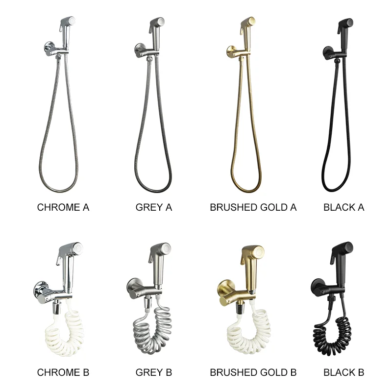 

Brushed Gold Handheld Toilet Cleaner Bidet Spray Gun Set Wall Mounted Cleaning Booster High Pressure ABS Sprayer Copper Bracket