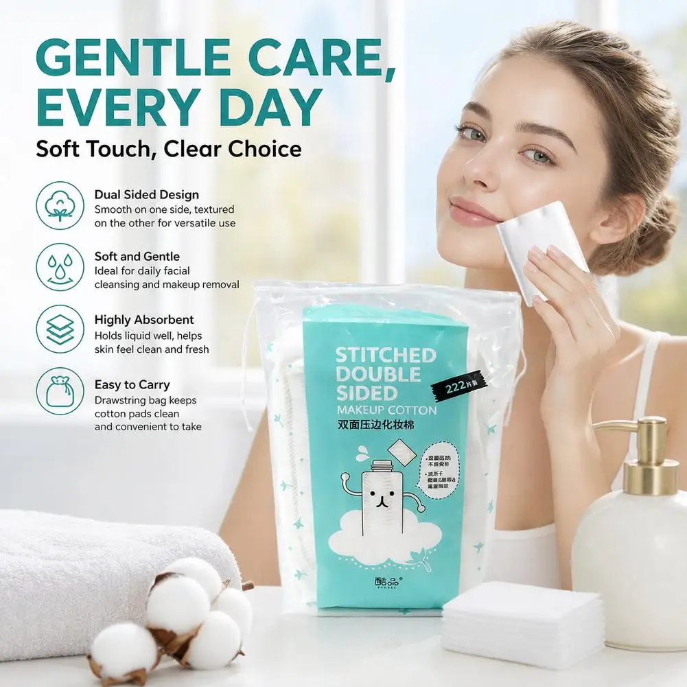 Tampons démaquillants jetables en coton, 50/100/222 pièces, lingettes nettoyantes pour le visage, cosmétiques doux, outil de soins de la peau pour femmes