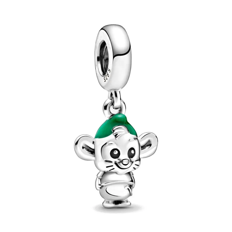 New 925 Silver Mouse Cartoon Apple Clip Princess Pendants Charms Beads Fit Original Pandora Bracelet DIY Jewelry For Women 2023