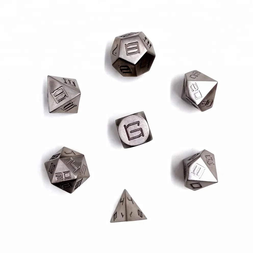 MBWS CNC Machining Titanium alloy DND Polyhedral Custom Metal Game Dice set