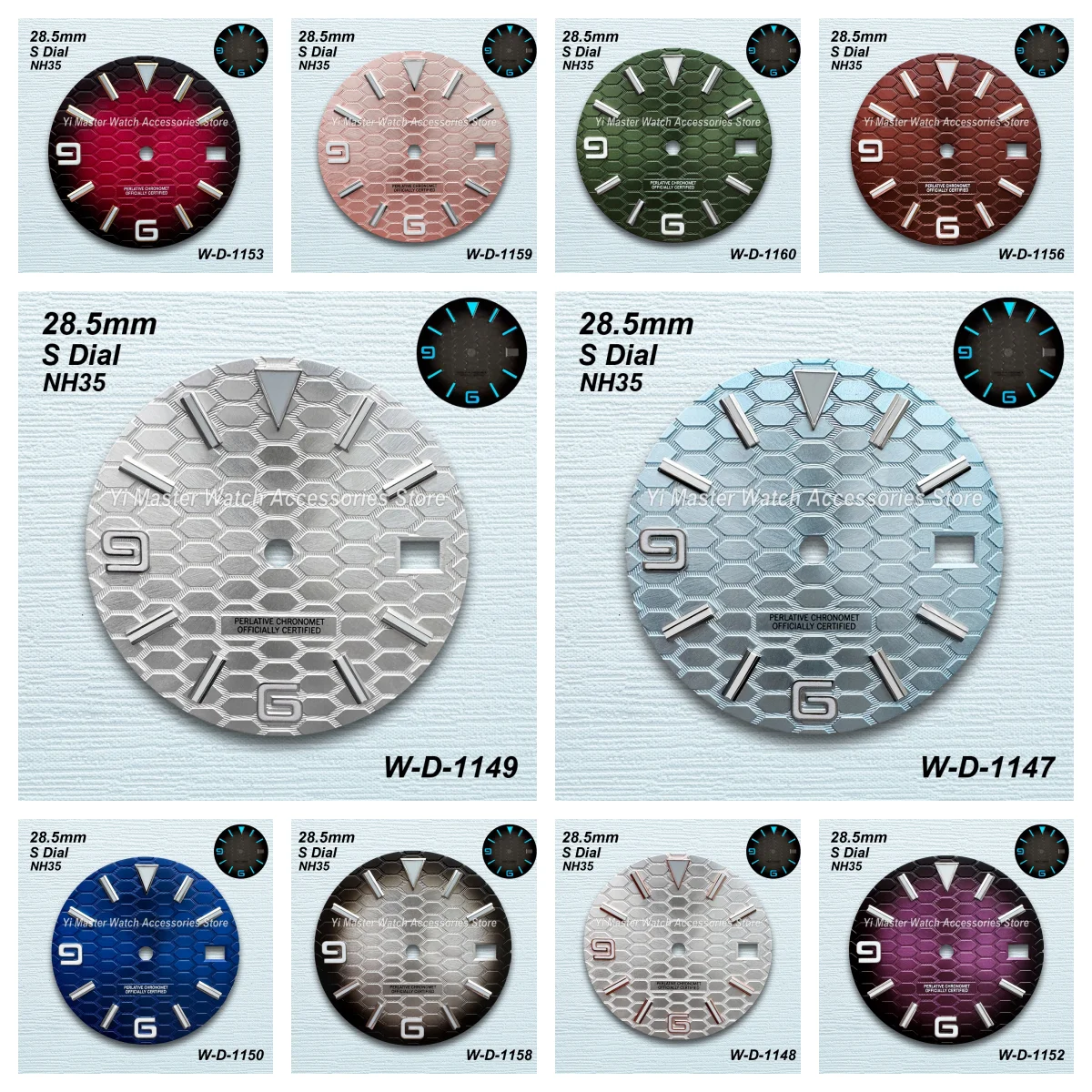 

28.5mm S Logo High-Quality Diving Dial Fit NH35 Japanese Movement Ice Blue Luminous Watch Modification Accessories