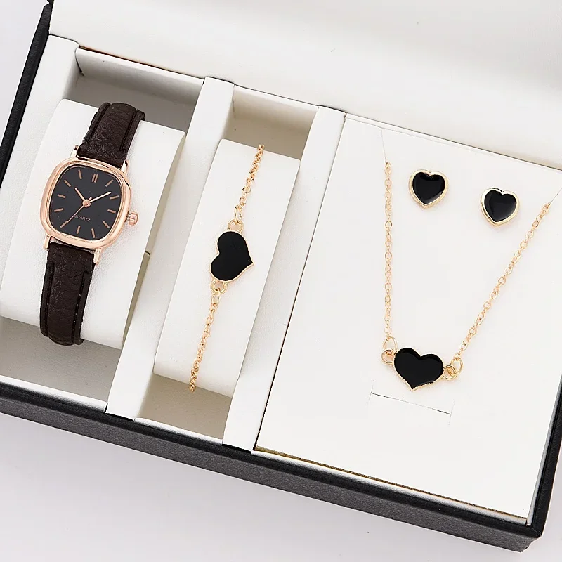 Kegllect-Ensemble de montres à quartz avec bracelet en cuir pour femme, mode décontractée