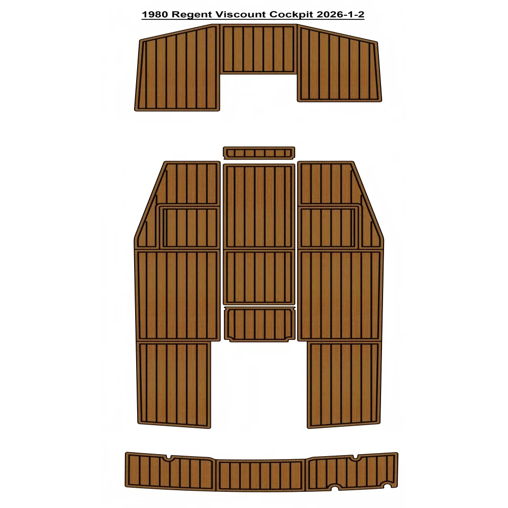 

1980 Regent Viscount Cockpit Pad Boat EVA Foam Faux Teak Deck Floor Mat SeaDek Style Self Adhesive