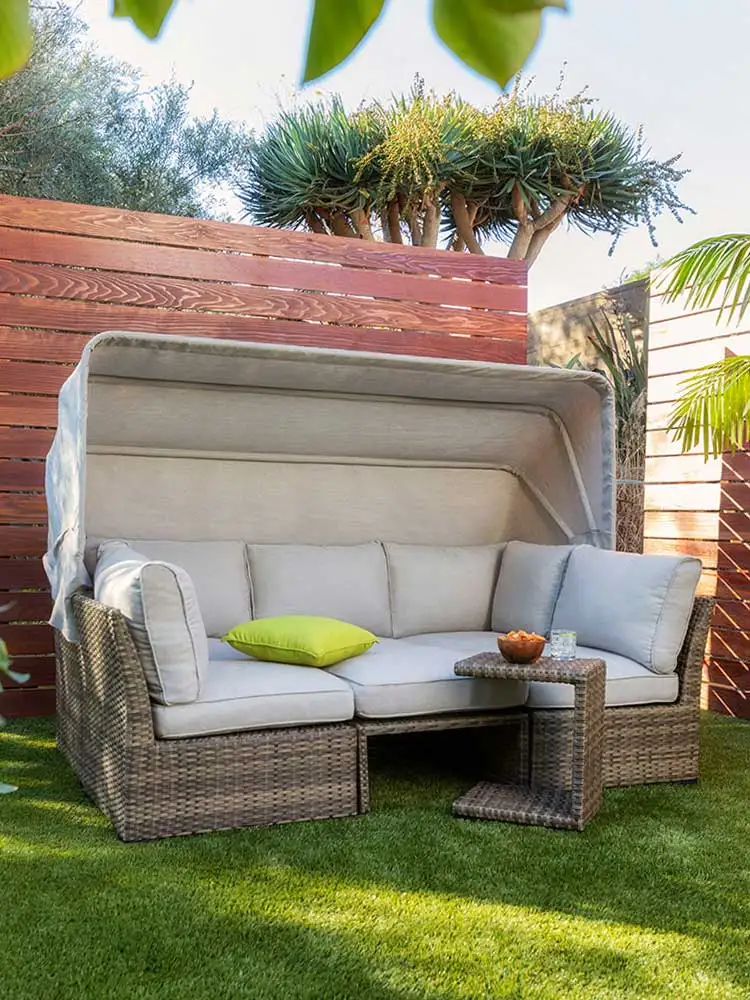 Casual rattan sofa reclining bed outdoor rattan sofa bed combination