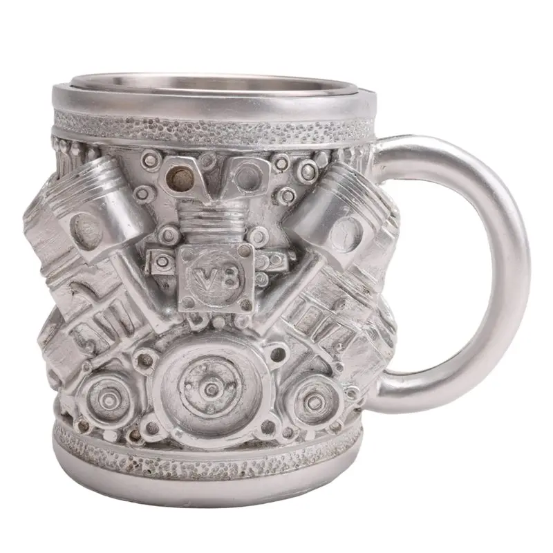 محركات V8 لكوب القهوة لمحرك السيارة مع مقبض معزول-قدح قهوة من الفولاذ المقاوم للصدأ هدية لمحبي السيارات-A57X #1