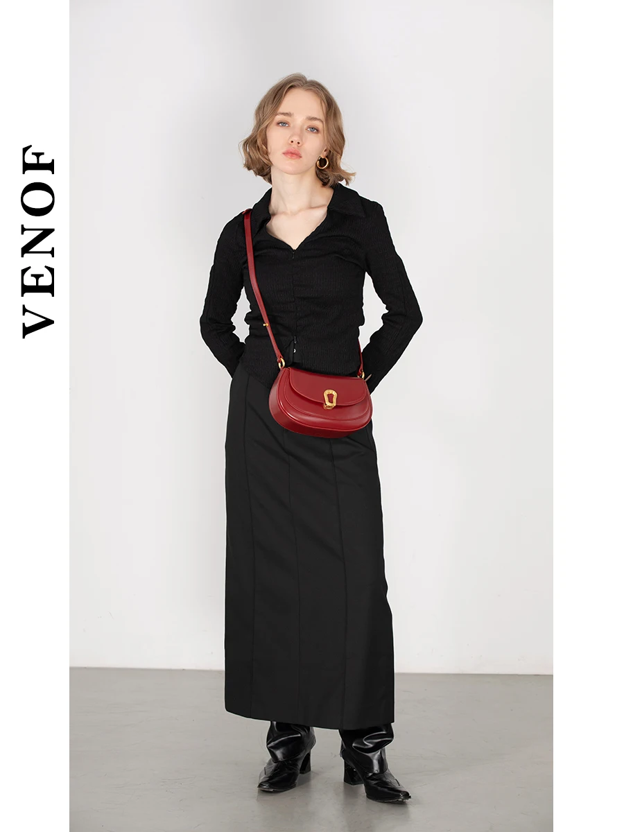 Women\'s Bag VENOF 2024 for Women Versatile Cowhide Leather Handbag Autumn Winter Ladies Crossbody Chill Designer Shoulder Bag