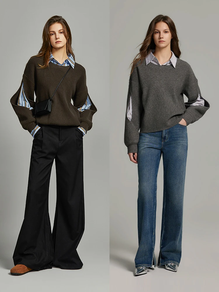 Elle Design scava fuori giuntura semplice pendolare Sle maglione lavorato a maglia da donna inverno Faion nuovo arrivo pezzo unico lungo Sve