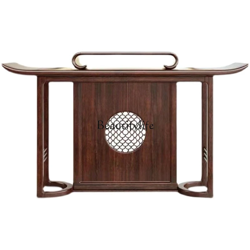 New Chinese-style entrance table against the wall strip case entry solid wood simple Zen entrance hall ebony