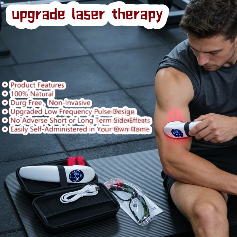 

Портативный аппарат для холодной лазерной терапии 520 мВт, 4x808 нм LLLT, инфракрасная светотерапия TENS для облегчения боли, восстановления суставов и мышц, для домашнего использования