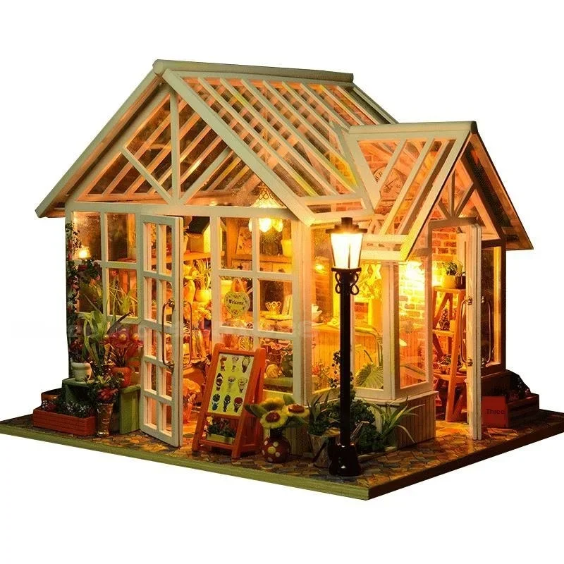 Cutebee DIY Doll House Wooden Houses Miniatures for dolls doll house Furniture Kit doll houses Toys for Children Sosa Greenhouse