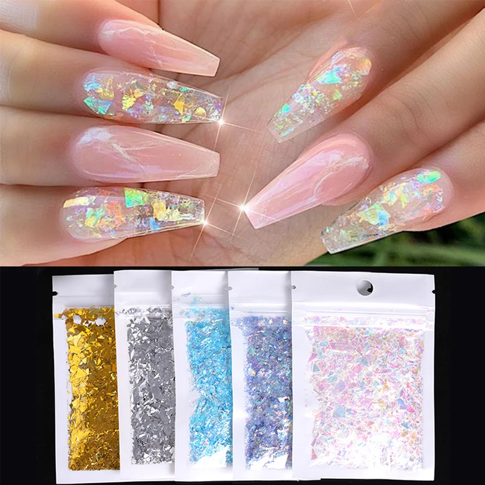 DIY Irregular Spangles Holographics Symphony Manicure Nail Glitter Flakes Sequins Candy Glass Paper Nail Sequins