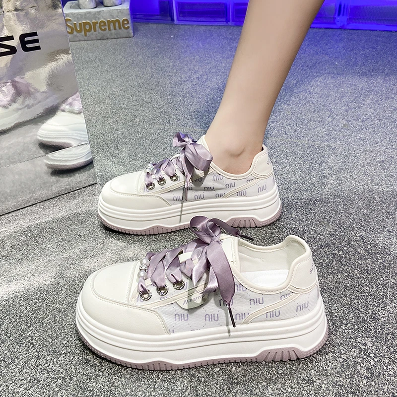 

Stylish Women's Sneakers Fashion Casual Comfortable Platform Sneakers Woman 2024 Trend Design Purple Skateboard Shoes For Women