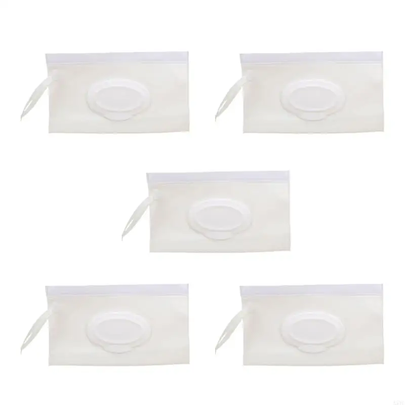 A5YC 5PCS Portable Baby Wipes Dispenser Bag Leakproof Design Travel Friendly Dustproof for Parents