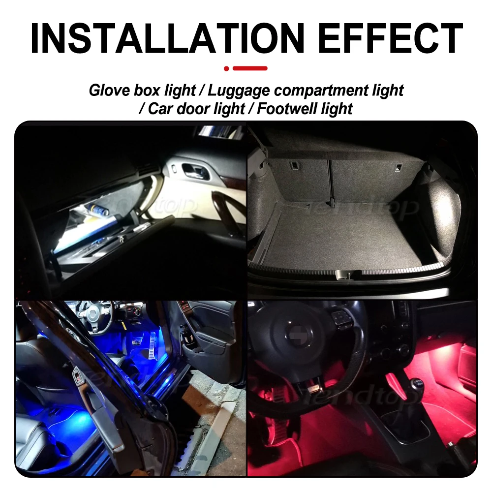 Auto Led Voetenruimtebekleding Licht Bagage Compartiment Handschoenenkastje Lampen Voor Vw Golf Polo Passat Tiguan Jetta Caddy Up T5 T6 touareg Scirocco