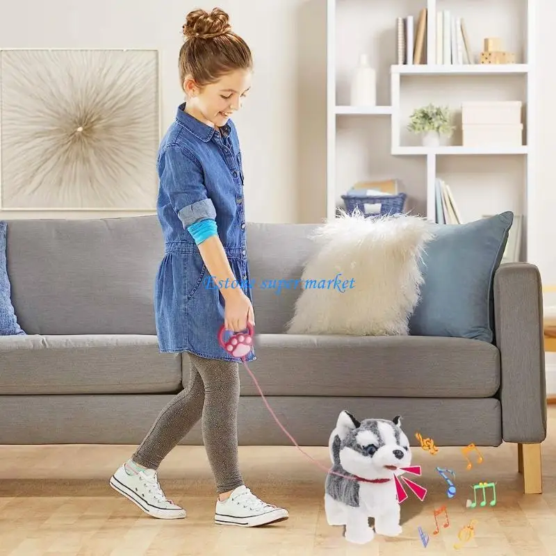 

090B Crawl Learning Dog Toy with Music Leash Rope Puppy Dog Toy Child Electronic Gift