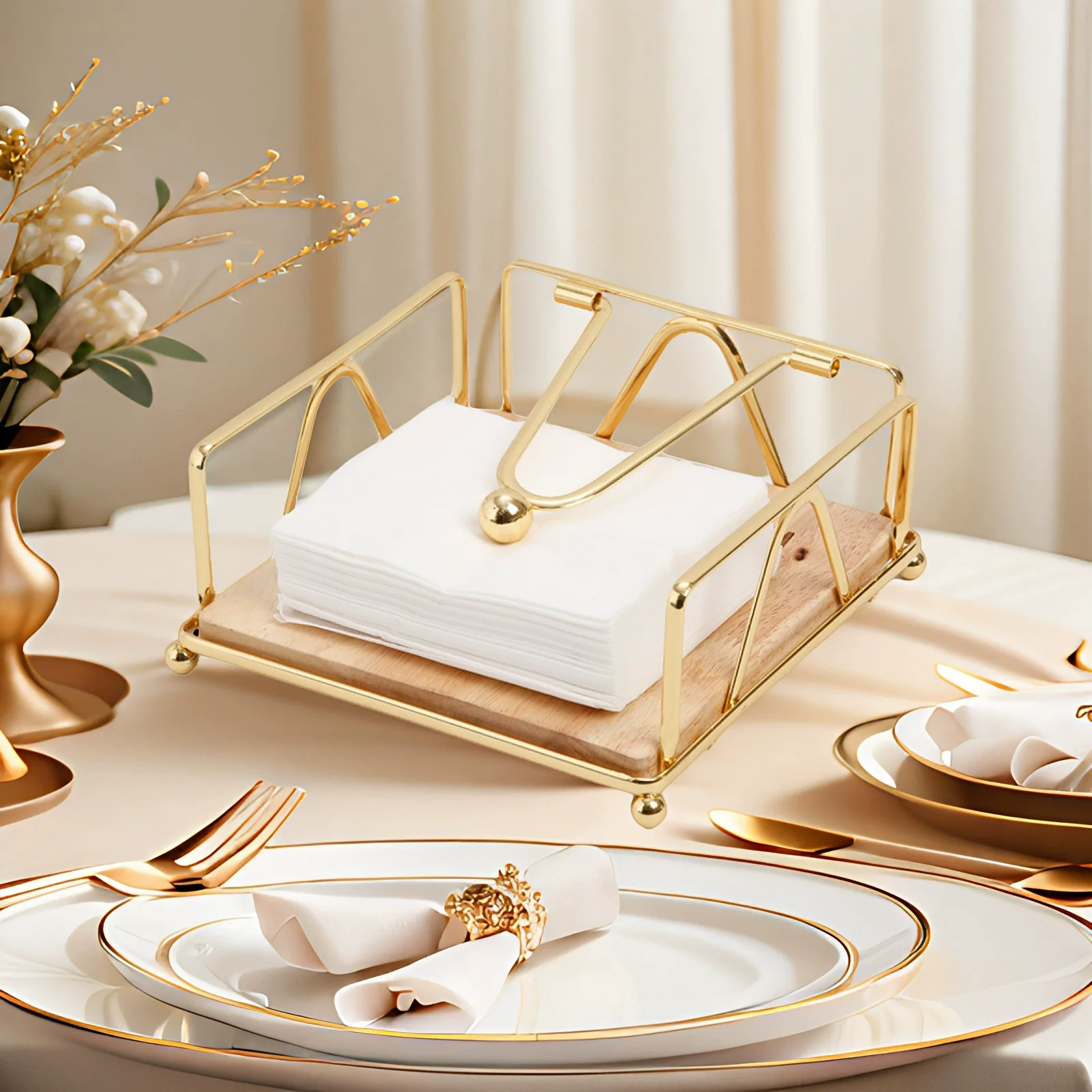 1pc Flat Metal Napkin Holder, Modern Design Napkin Holder for Kitchen & Dinning Table, Napkin Holder with Weighted   JJ2927A