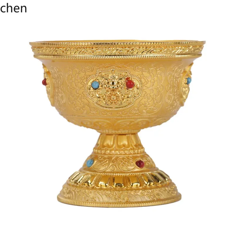 

worship supplies water cup for buddha cup eight auspicious copper gilt diamond handmade holy water cup fasting bowl