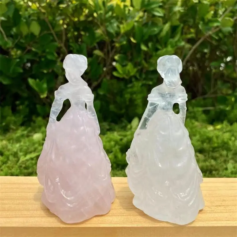 

10CM Natural Crystal Quartz Princess Gemstone Carving Healing Crystal Crafts Figurines Reiki Lucky Home Decoration 1pcs