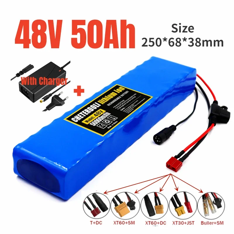 Electric Scooter 48V 13S2P 50Ah 18650 Battery Pack for 500W 750w 54.6v Lithium Electric Bike Battery Rechargeable Li-ion Battery