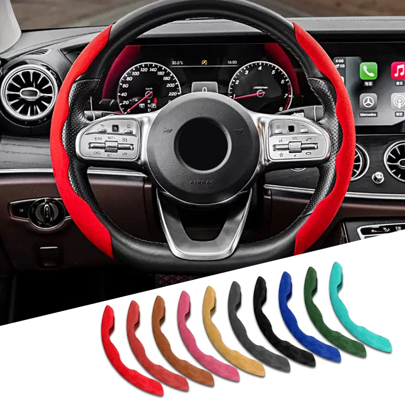 Car Steering Wheel Cover black suede leather  For  Dacia Duster  Logan  MCV  Sandero Stepway  Dokker  Lodgy Car  Accessories