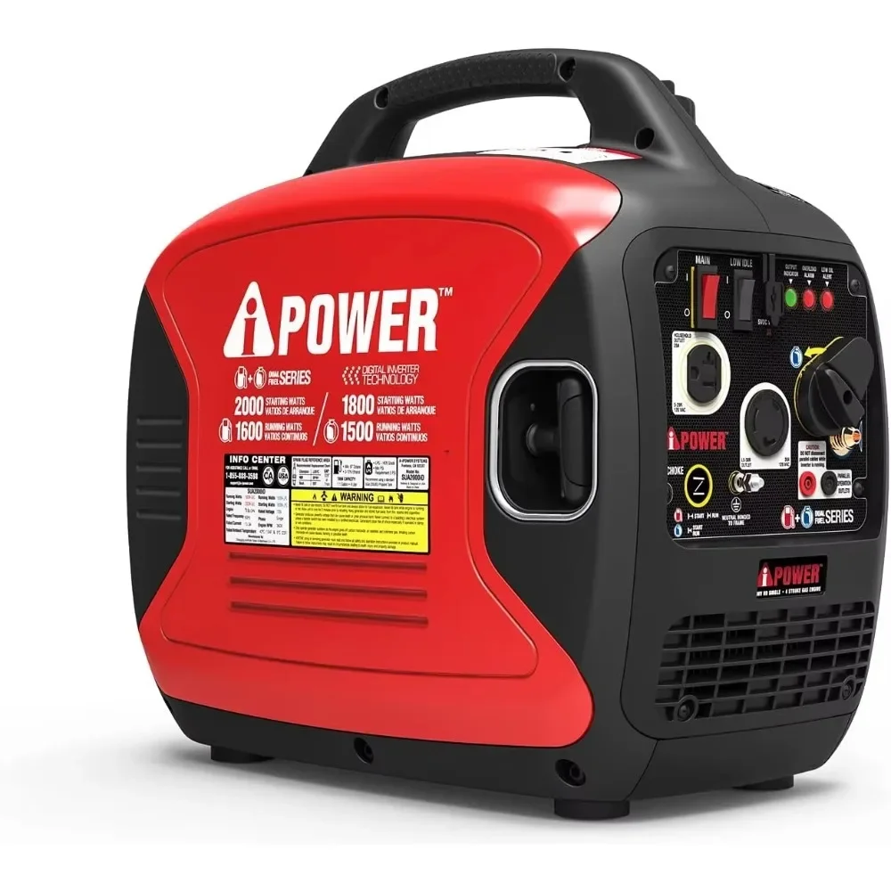 2000 Watt Portable Inverter Generator Gas & Propane Powered Small with Super Quiet Operation for Home RV or Emergency