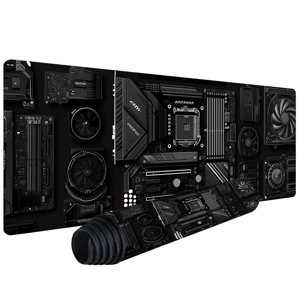 

Black Circuit Board Pattern Mouse Pad Large Computer Office Table Mats Rubber Anti-slip Gaming Keyboard Mousepads Long Desk Pads