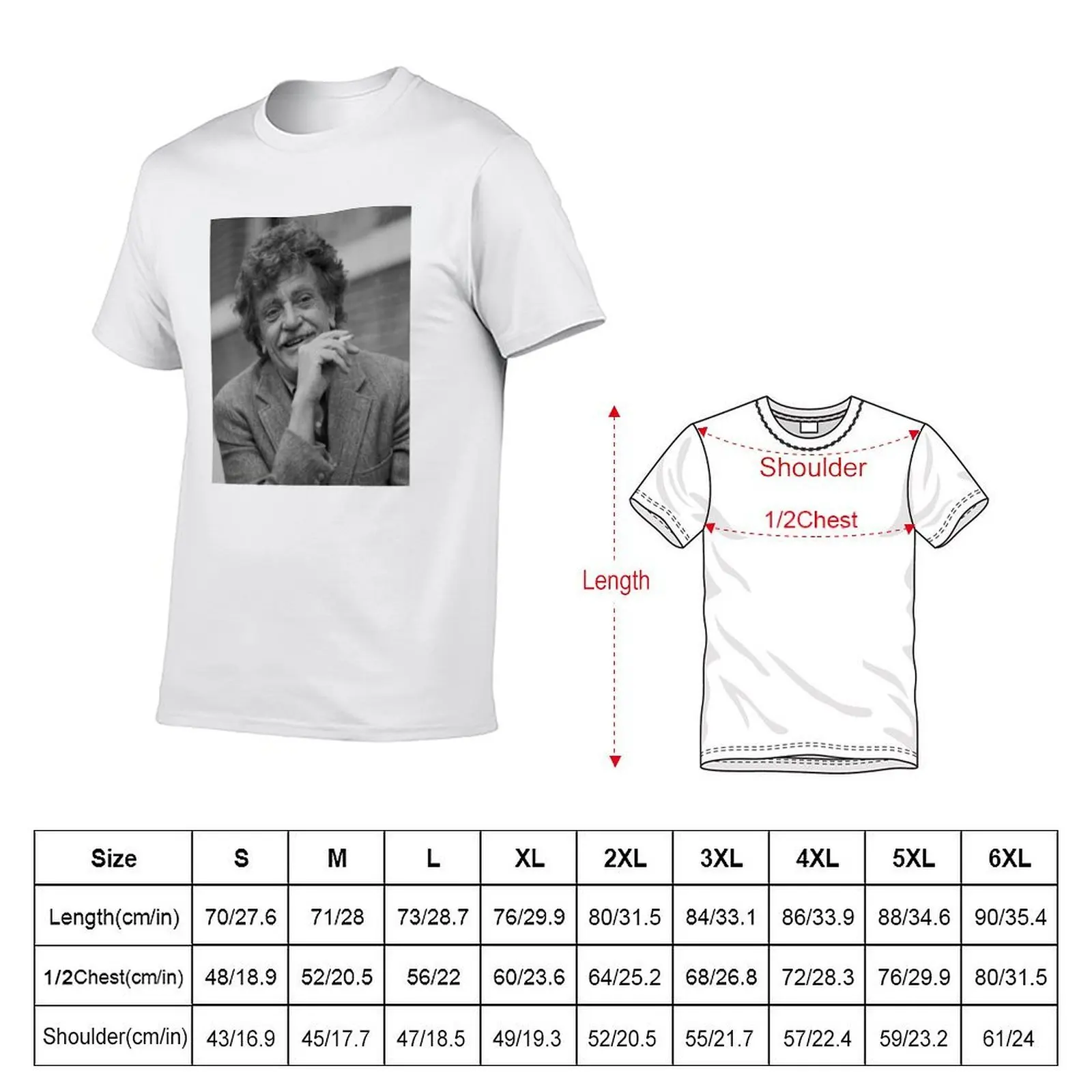 Kurt Vonnegut Black and White Portrait T-Shirt vintage graphic tee affliction shirts Men's cotton t-shirt