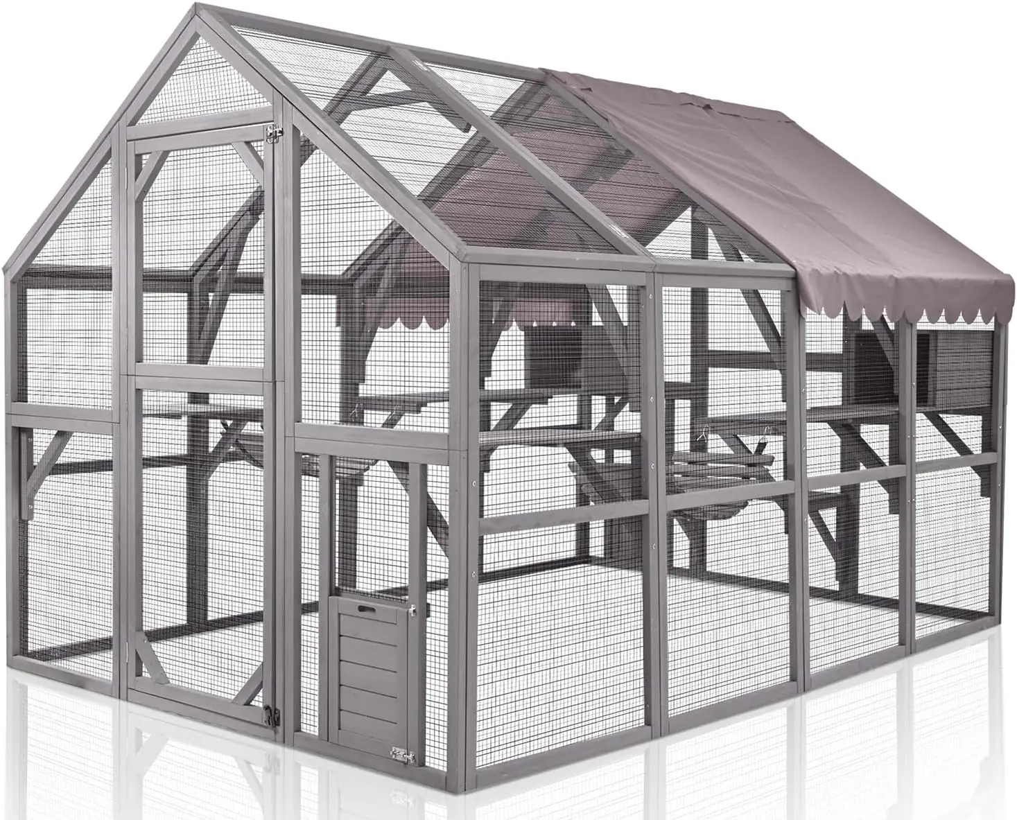 

Outdoor Catio Cat House 110" Super Large Cat Enclosures Surper Large for 15-20 Cats,Waterproof Cover