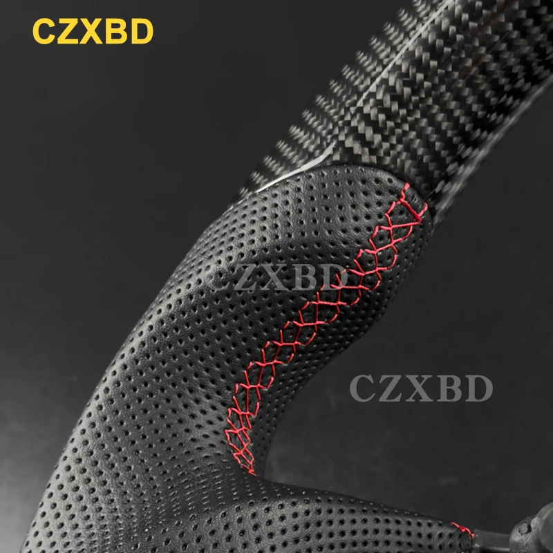 يصلح لاند روفر رينج روفر 2014-2022 إيفوك ريال ألياف الكربون عجلة القيادة عالية الجودة الرياضة عجلة مخصصة #6