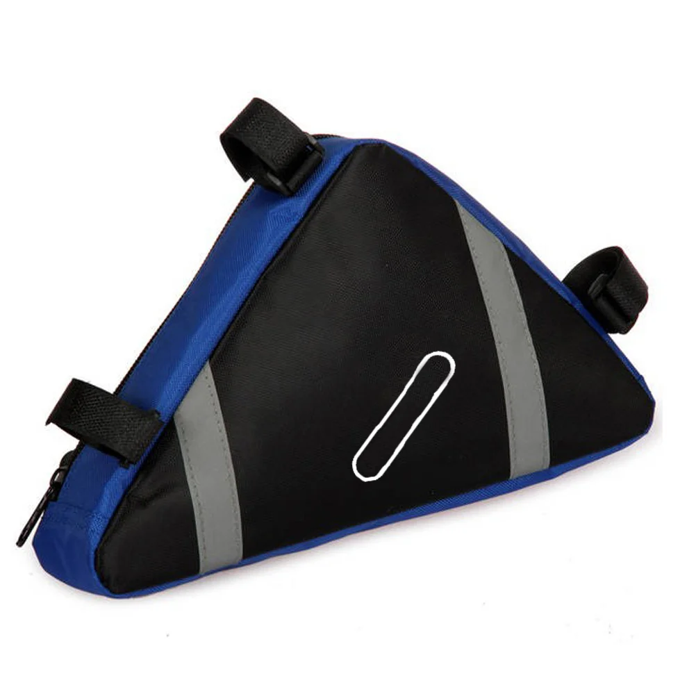 Bicycle Front Frame Bag 26X17X3Cm Blue Pvc Saddle Bag Reflective Waterproof Tool Pouch For Phone Wallet Keys
