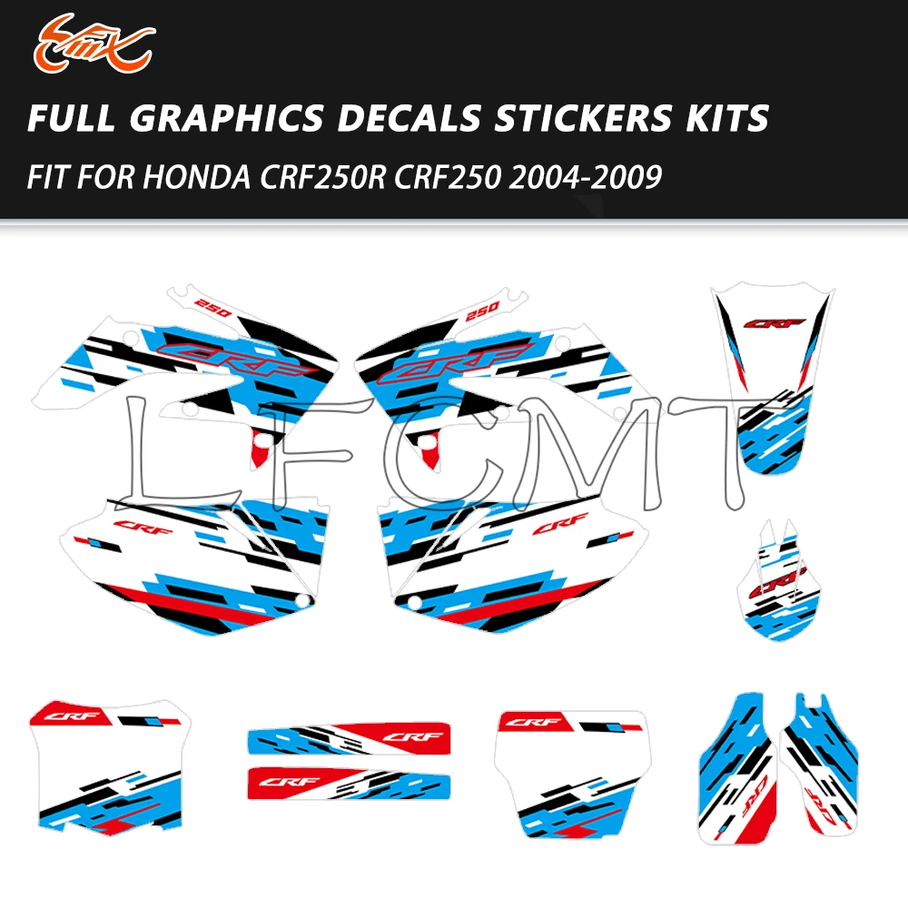 

Motocross Fairing Graphics Background Decals Stickers Kit Fit for Honda CRF250 CRF250R 2004 2005 2006 2007 2008 2009