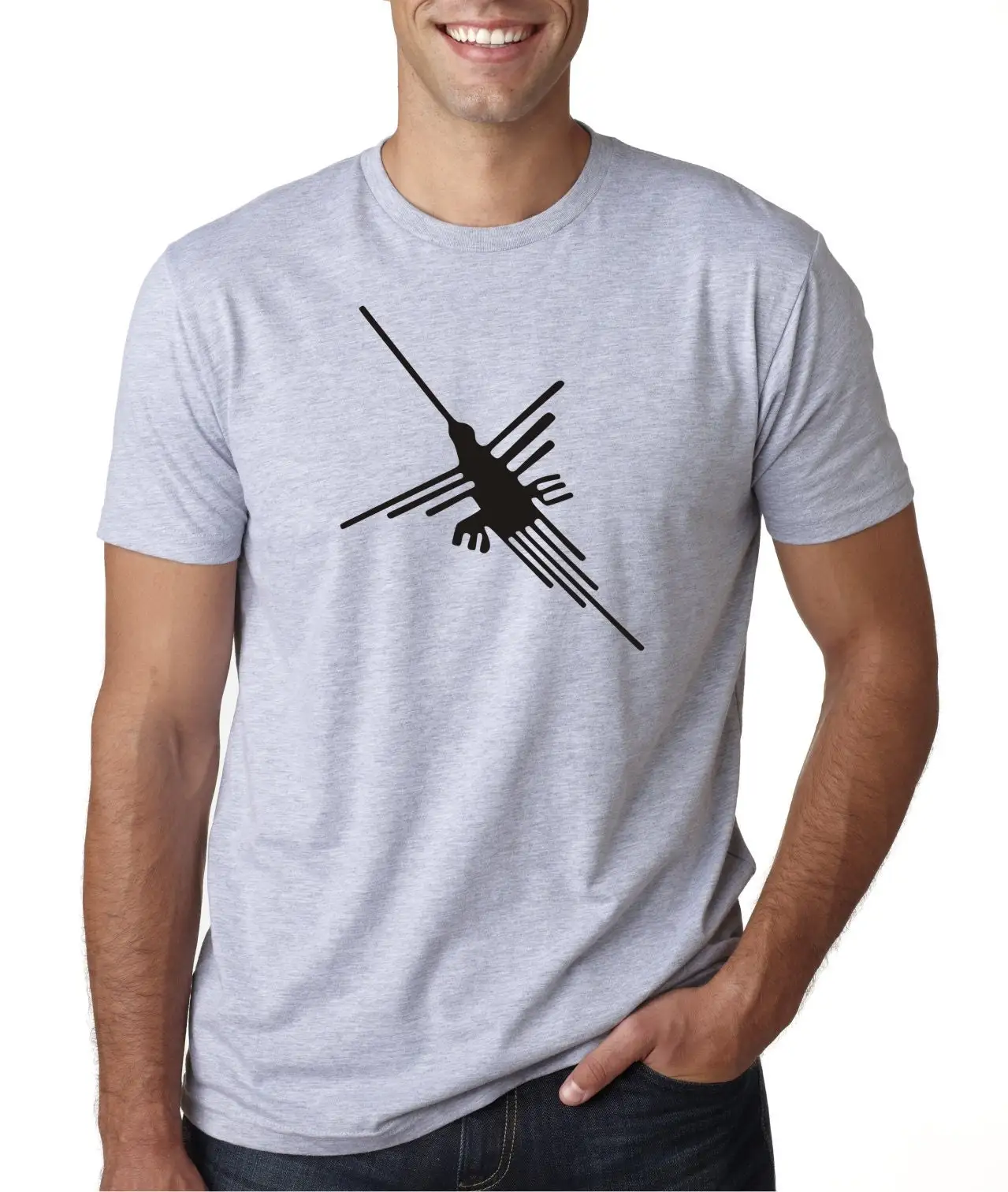 Marca Peru Nazca Lines Hummingbird T Shirt For Men Perucousa