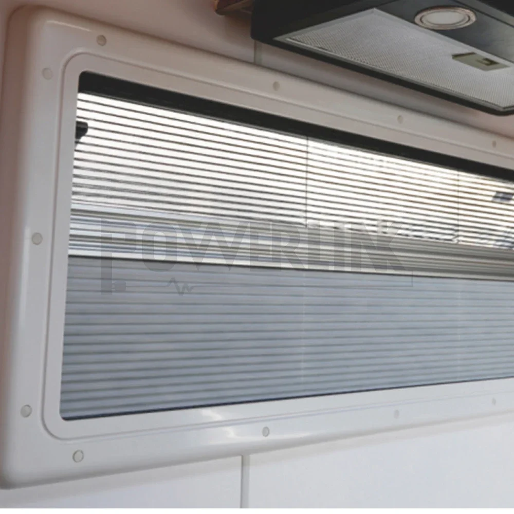 RV Window for Motorhomes and Caravans RV flat Window with integrated roller blind and fly net, ASA Frame