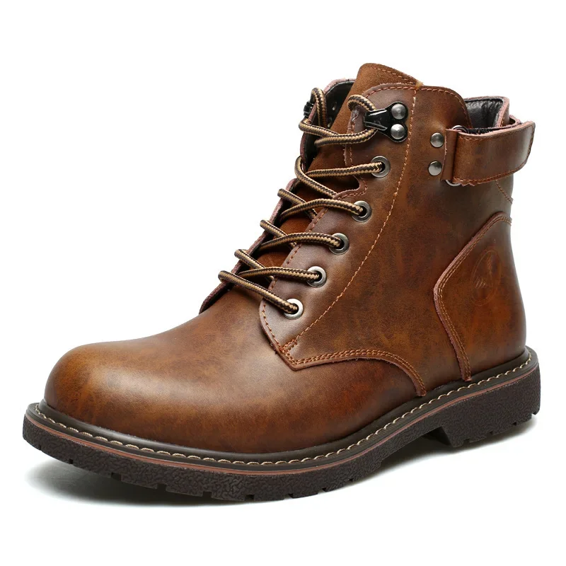 Luxury Men Ankle Boots Retro British High-top Men Boots Fashion High Quality Leather Shoes 2025 New Outdoor Men Motorcycle Boots