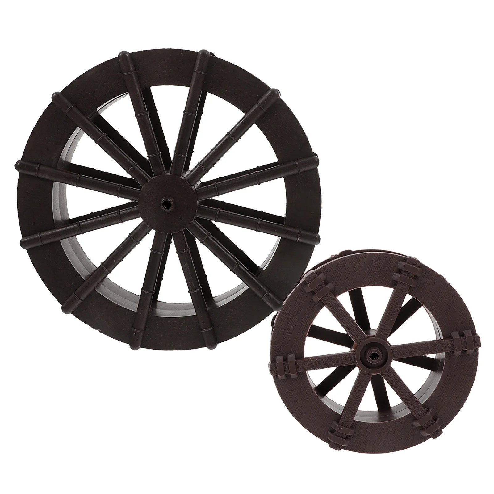 

2Pics Aquatic Pets Decor with Waterwheel Fountain Scene Layout for Fish Tank Artificial Hill Landscape Ornament Brown