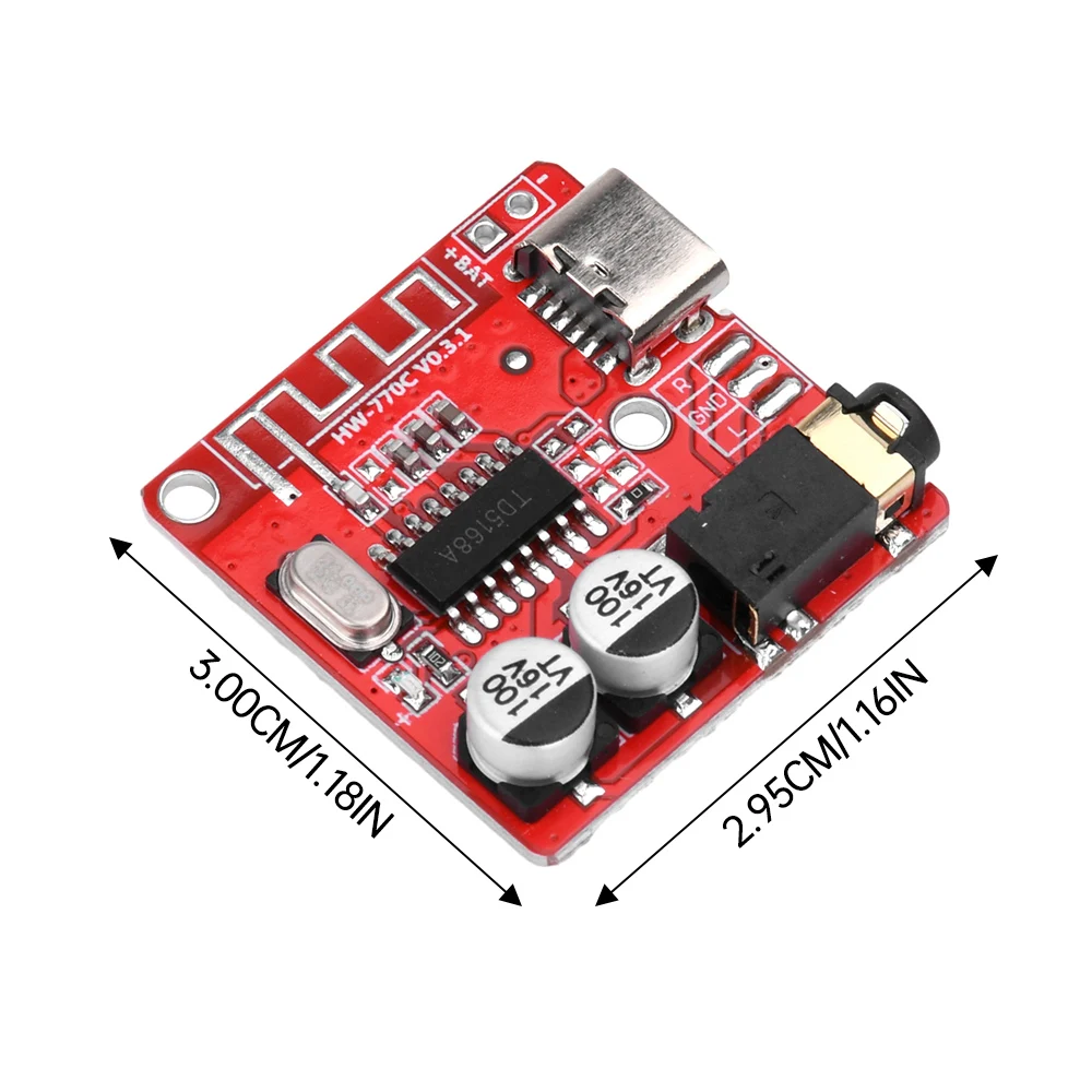 Bluetooth Audio Receiver Board Bluetooth5.1 MP3 Lossless Decoder Board Wireless Stereo Music Module Type-C 3W