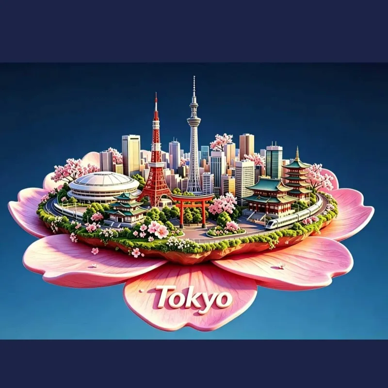 

Japan Tokyo Fridge Magnets Metal Alloy Material Tokyo Tower Travel Souvenirs Sakura Mount Fuji Fridge Stickers Wedding Gifts