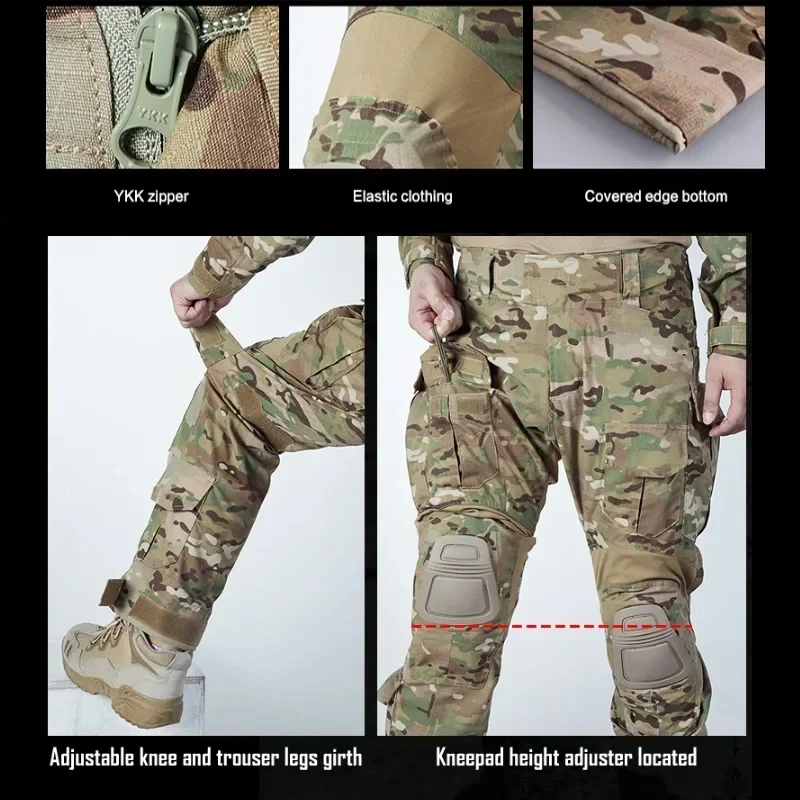 AUKU G3 Taktische Hose Camo Jagdhose Multicam Herren Duty Cargohose Training Schießhose Herrenbekleidung Wasserabweisend – Detail 17