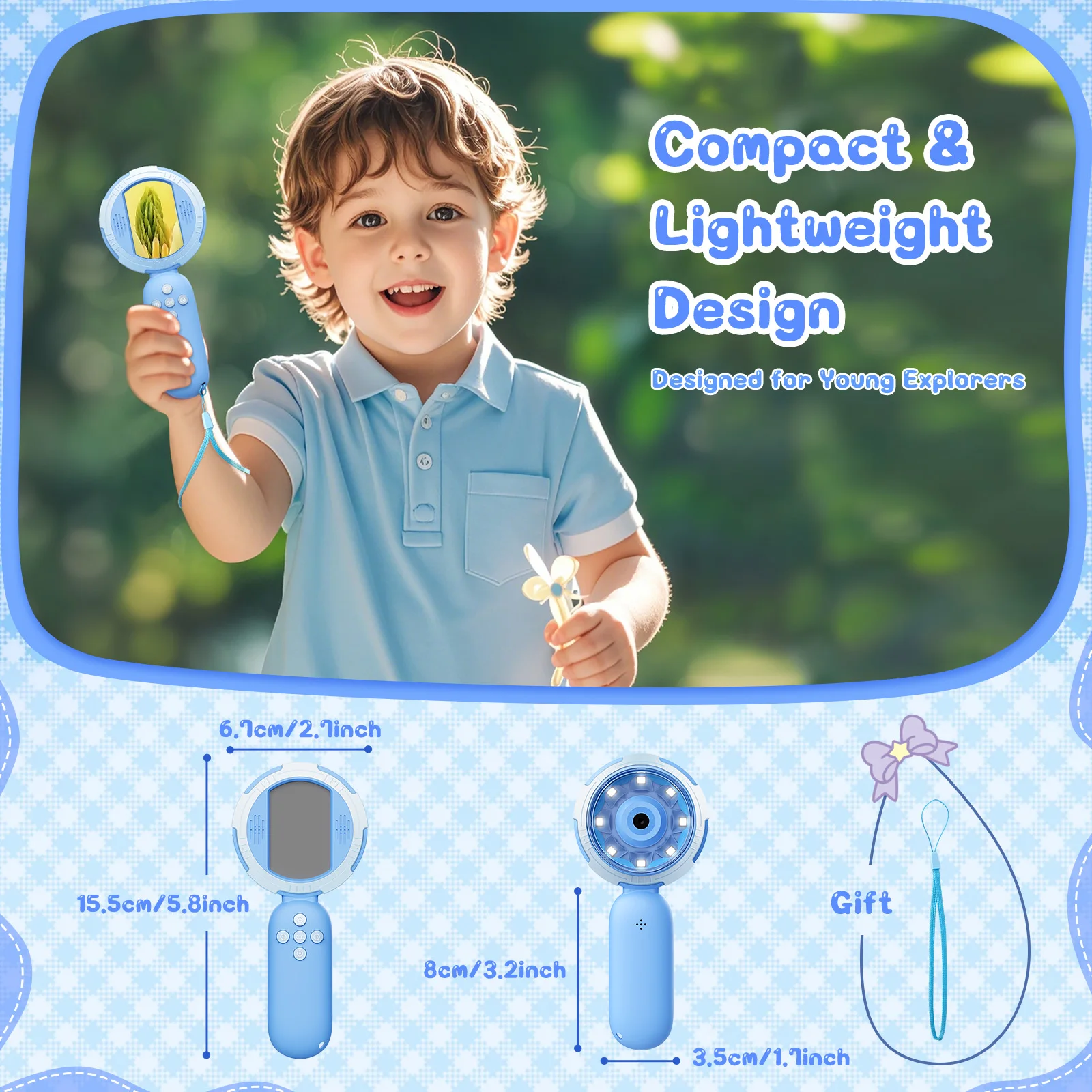 مجهر أطفال مع تكبير 100X مجهر رقمي محمول للأطفال لعبة تعليمية جذعية مع ضوء LED