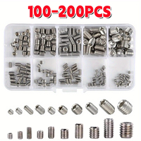 304 Stainless Steel Socket Head Hex Set Screw Assortment Kit Grub Screw Cup- Metric M3 M4 M5 M6 M8 Cup Point Grub Screw Set